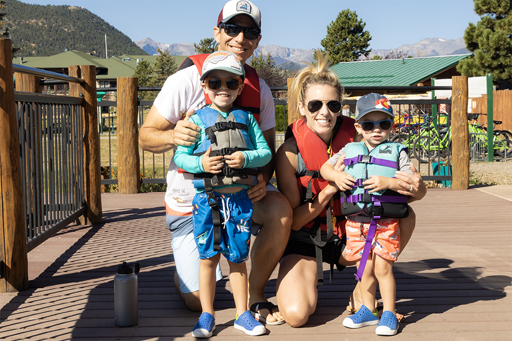 Happy family at the marina