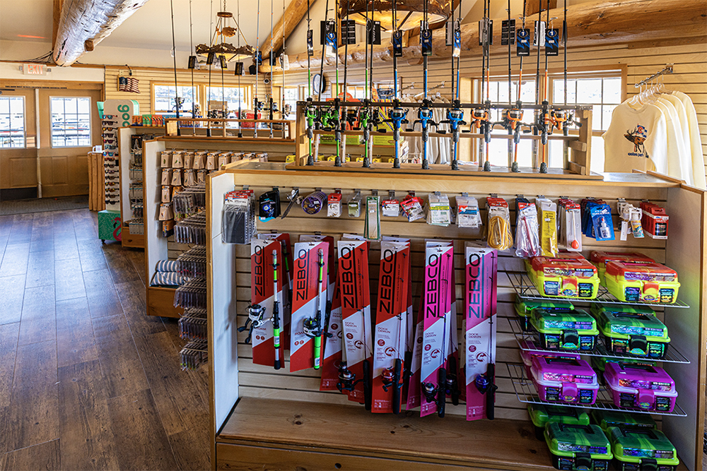 Interior view of the marina store merchandise